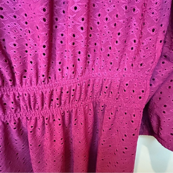 Lane Bryant Womens Pink 3/4 Sleeve Eyelet Peplum Hem Tunic Top Plus Size - Picture 4 of 4